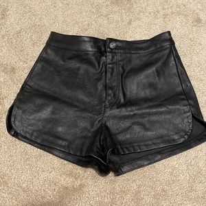 Black pleather high waisted shorts